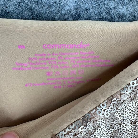 Commando Sequin Leggings Champagne Blush Gold Medium High Waist Slimming - Picture 4 of 5